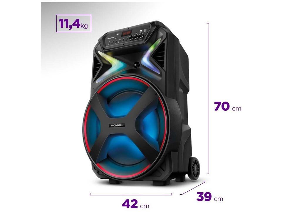 Caixa de Som Mondial Connect Lights Plus CM-700 Bluetooth Amplificada Portátil 700W USB - 5