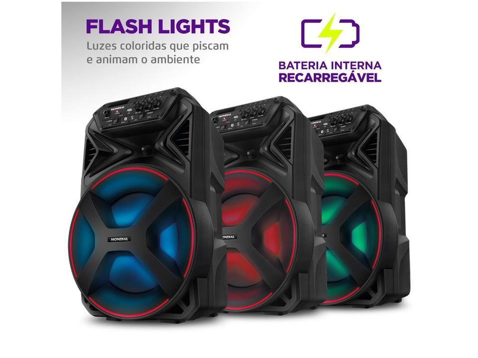 Caixa de Som Mondial Connect Party Plus CM-250 Bluetooth Amplificada Portátil 250W 8” USB - 6