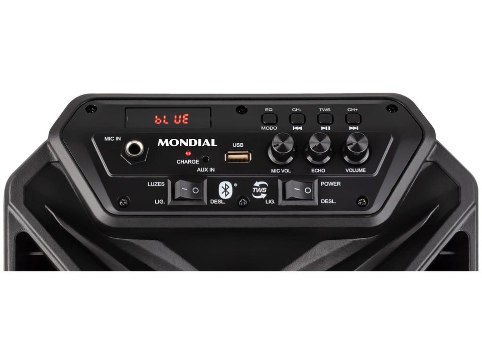 Caixa de Som Mondial Connect Party Plus CM-250 Bluetooth Amplificada Portátil 250W 8” USB - 13