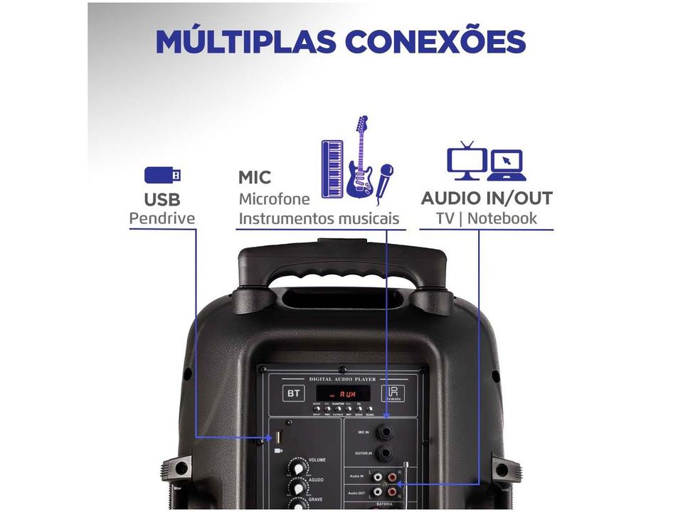 Caixa de Som Mondial Connect Power CM-550 - Bluetooth Amplificada 550W 12” USB - Bivolt - 2