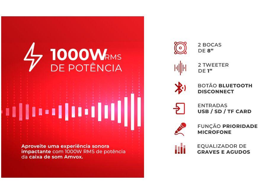 Caixa de Som Torre AMVOX ACA 1000 NEW X - 3