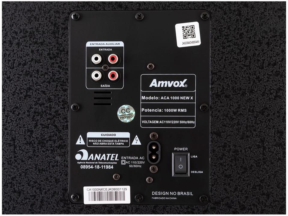 Caixa de Som Torre AMVOX ACA 1000 NEW X - Bluetooth 1000W RMS Amplificada - Bivolt - 14