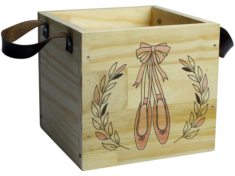 Caixa Organizadora Pequena de Madeira com Alça Design Up Living Sapatilha - 1