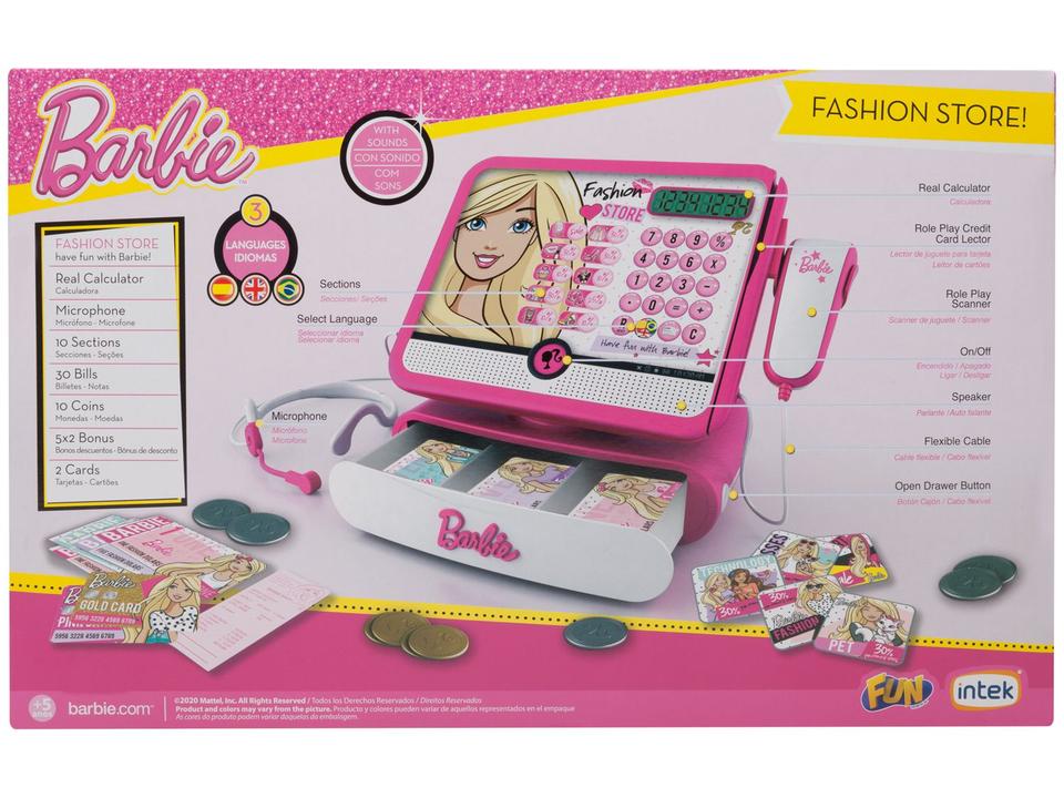 Caixa Registradora Infantil Barbie Luxo Fun - 50 Peças - 10