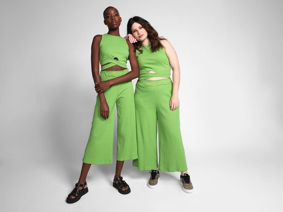 Calça Pantacourt Vista Magalu Ribana Cós Franzido - 1