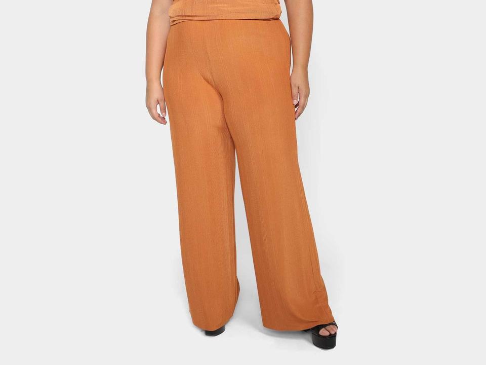 Calça Pantalona Vista Magalu Canelada Marilyn Cintura Alta - 2