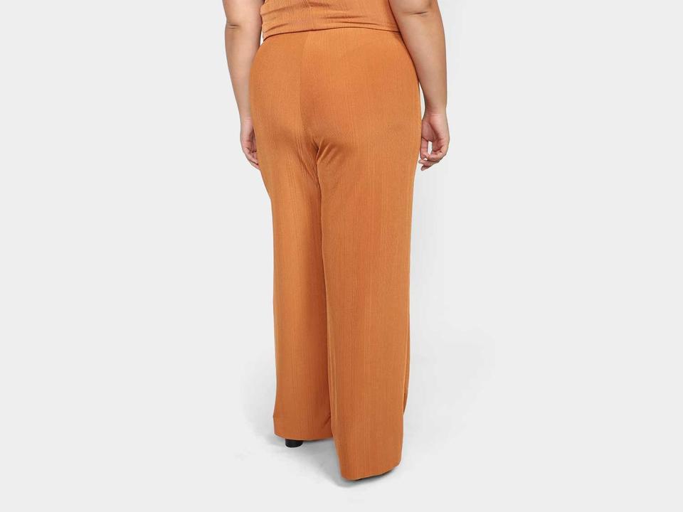 Calça Pantalona Vista Magalu Canelada Marilyn Cintura Alta - 3