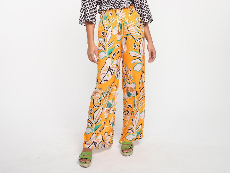 Calça Vista Magalu Lastex Wide Leg Corsica Floral Amarração - 2