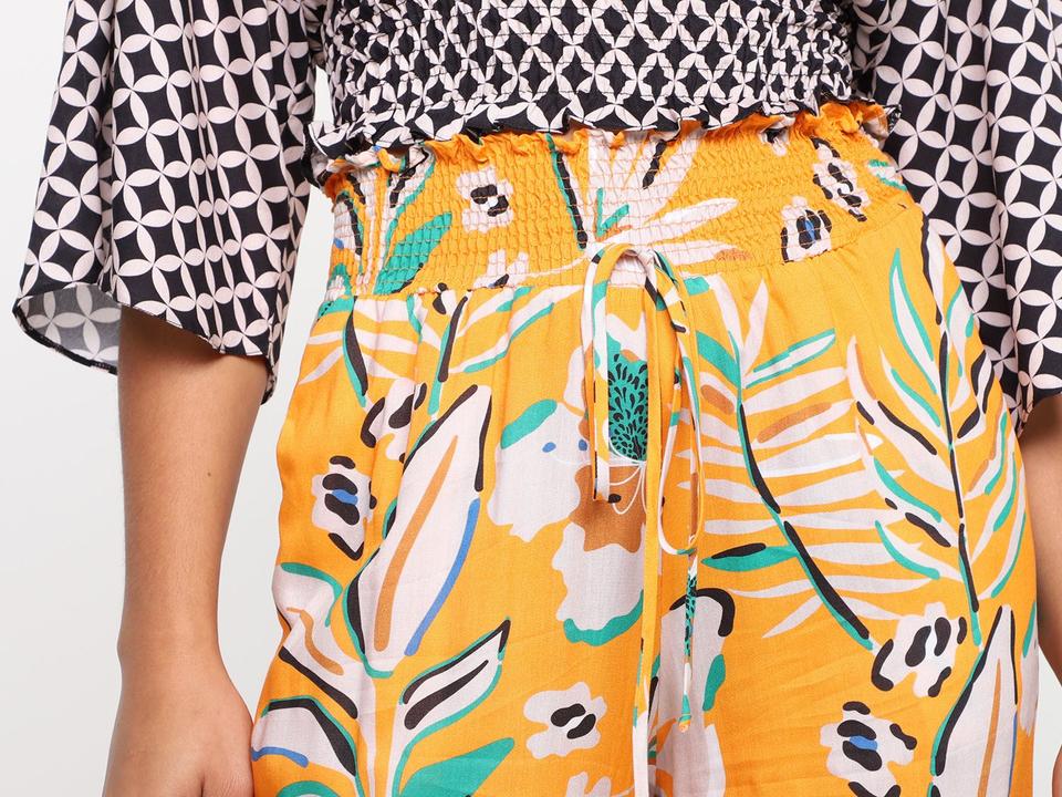 Calça Vista Magalu Lastex Wide Leg Corsica Floral Amarração - 7