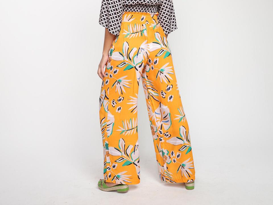 Calça Vista Magalu Lastex Wide Leg Corsica Floral Amarração - 3
