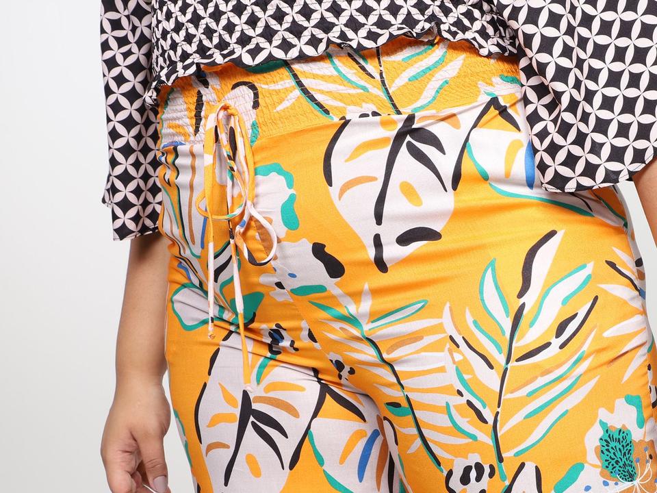 Calça Vista Magalu Lastex Wide Leg Corsica Floral Amarração - 6