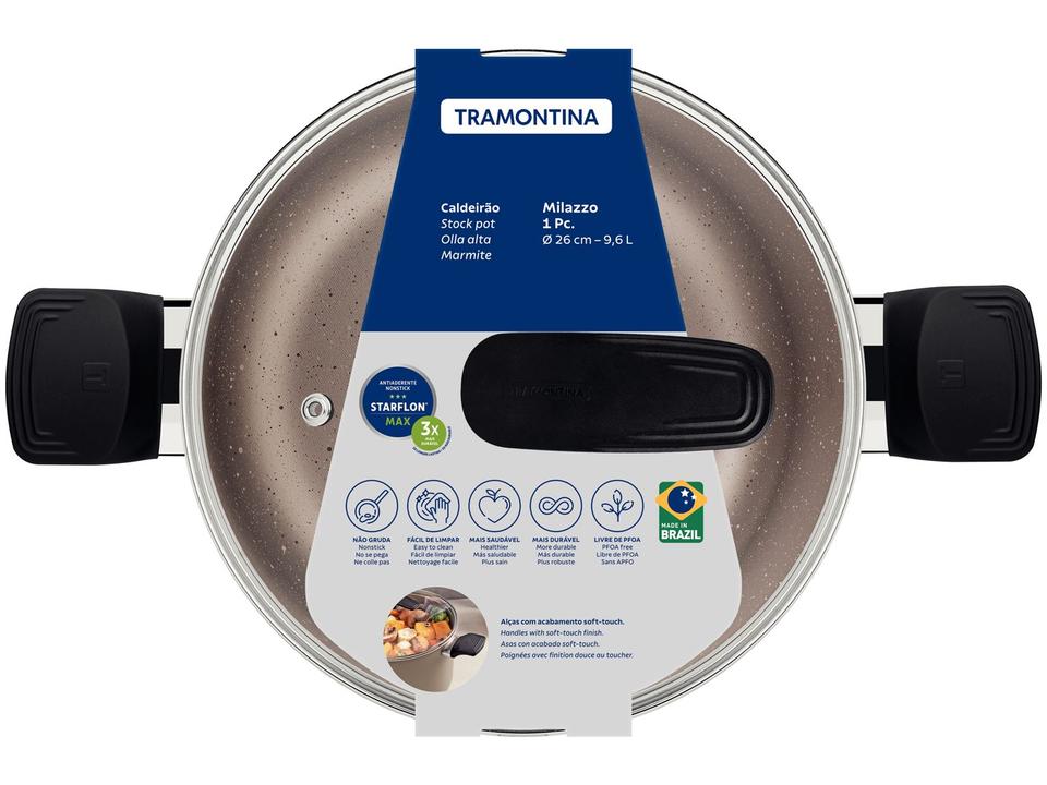 Caldeirão de Alumínio Tramontina Antiaderente Amêndoa 9,6L 26cm Milazzo - 4