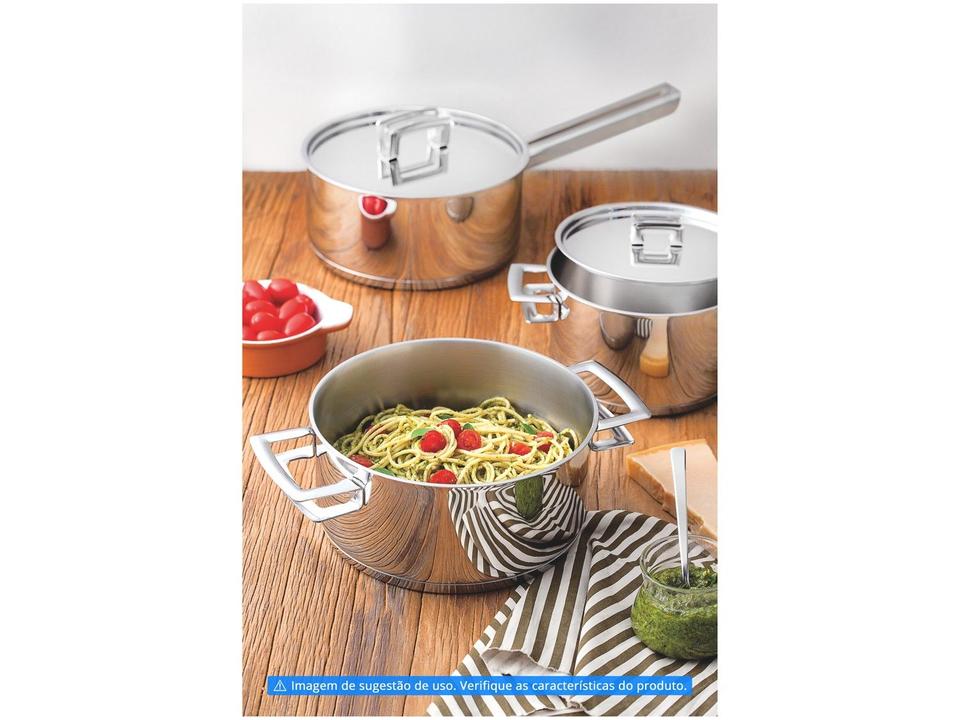 Caldeirão Inox Tramontina 2,2L Fundo Triplo com 16cm 24cm Brava - 1