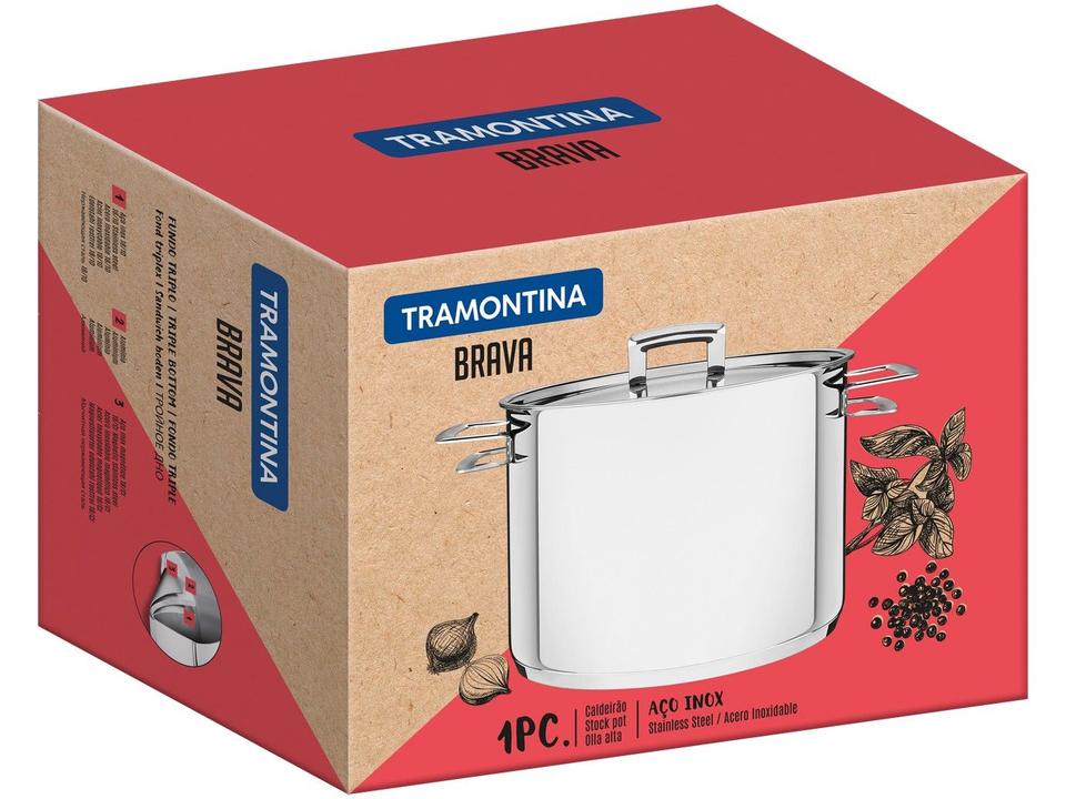 Caldeirão Inox Tramontina 2,2L Fundo Triplo com 16cm 24cm Brava - 2
