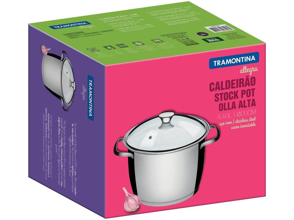 Caldeirão Inox Tramontina 4,4L Fundo Triplo - com Tampa 20cm Allegra - 2