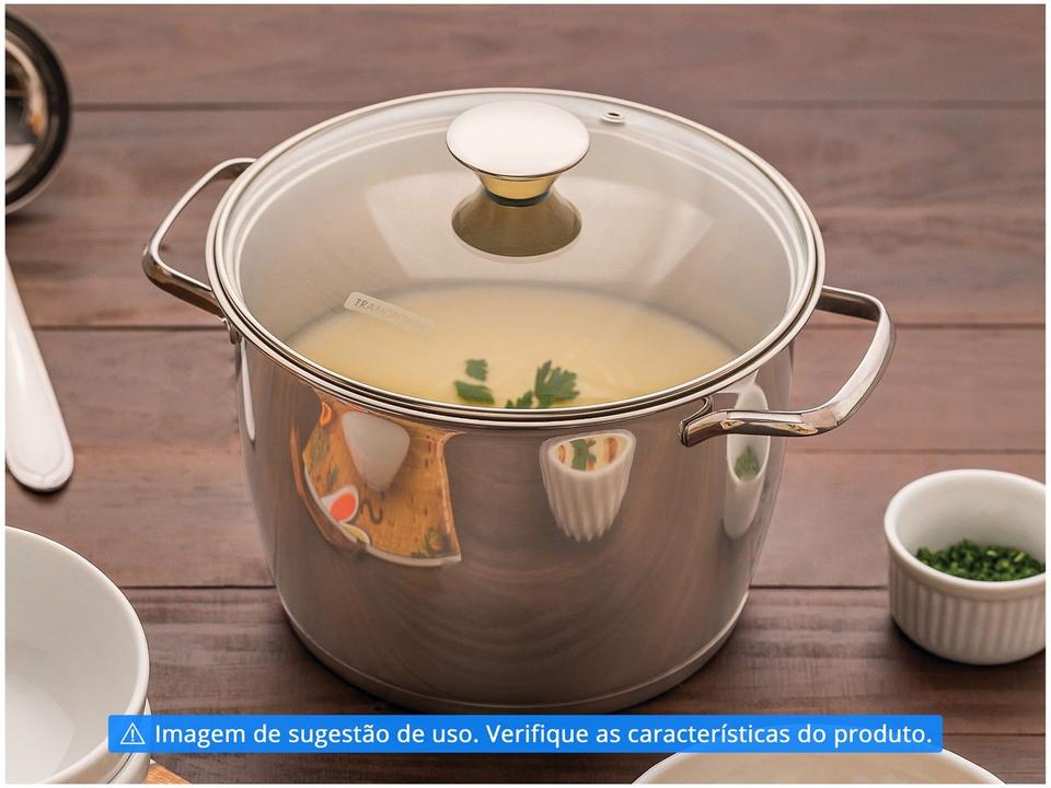 Caldeirão Inox Tramontina 5,5L Fundo Triplo com Tampa 22cm Allegra - 1