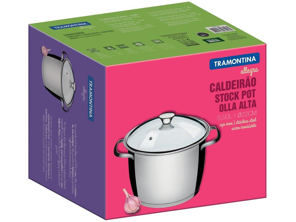 Caldeirão Inox Tramontina 5,5L Fundo Triplo com Tampa 22cm Allegra - 2