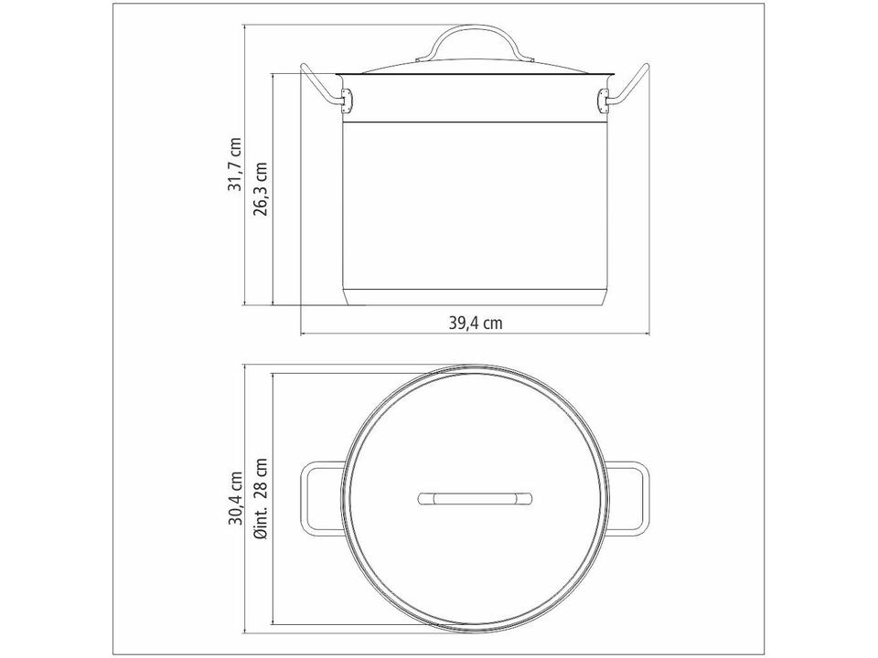 Caldeirão Inox Tramontina Fundo triplo 15,7 L 28cm Professional 62648280 - 6