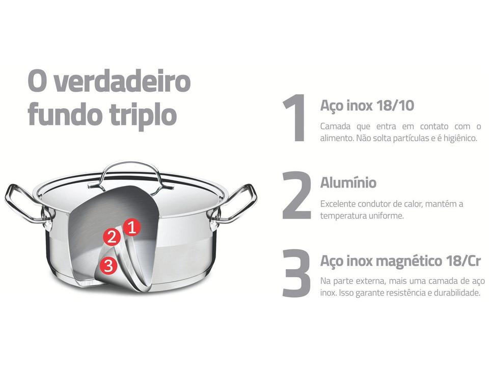 Caldeirão Inox Tramontina Fundo triplo 15,7 L 28cm Professional 62648280 - 3