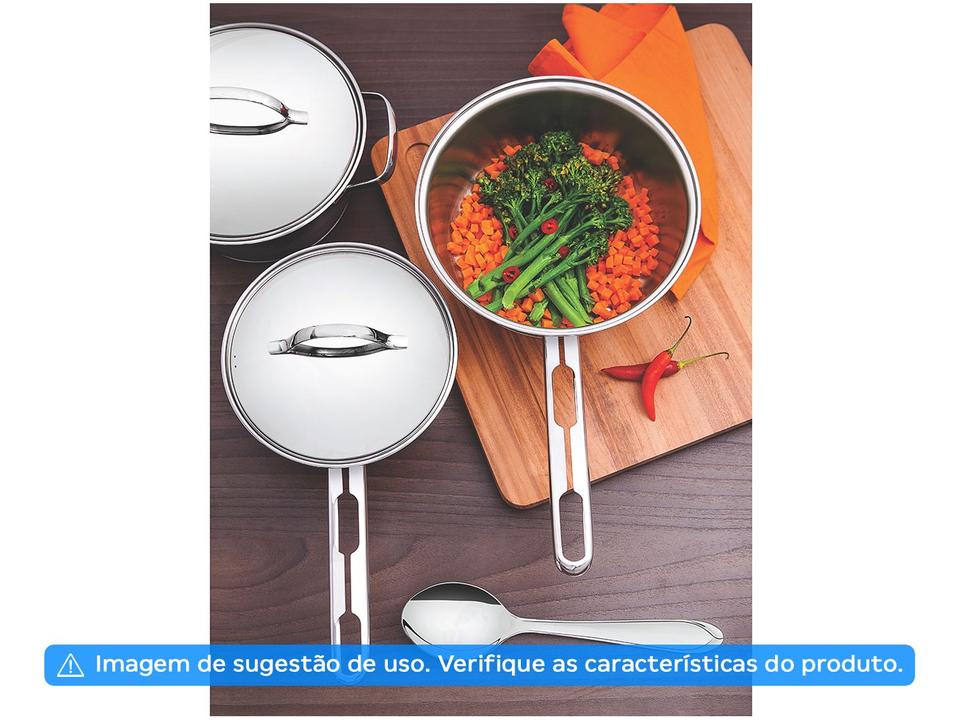 Caldeirão Inox Tramontina Fundo triplo 2,1L 16cm Allegra 62657161 - 1