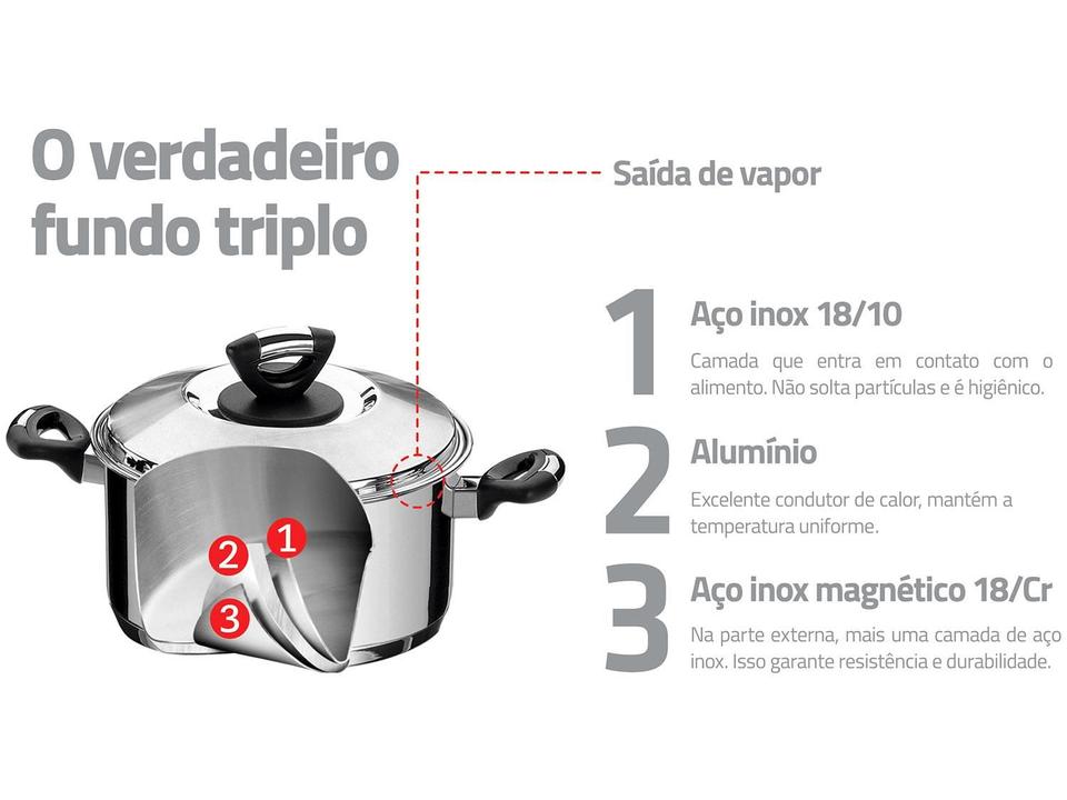 Caldeirão Tramontina Inox 2,2L 16cm com Tampa - 3