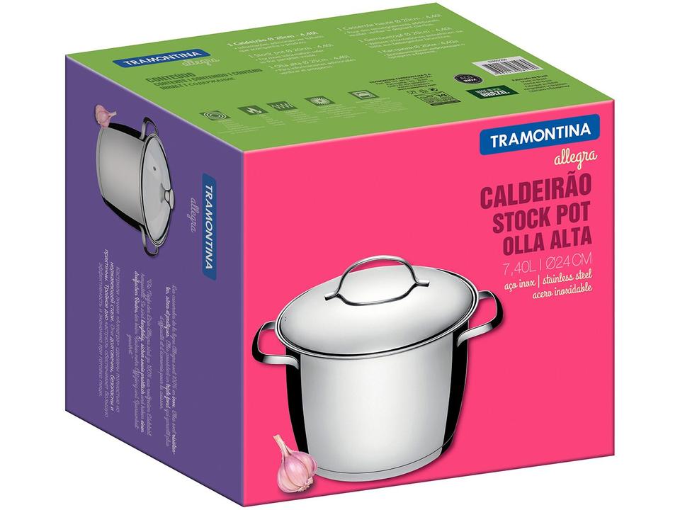 Caldeirão Tramontina Inox 7,5L 24cm com Tampa Allegra 62655240 - 3
