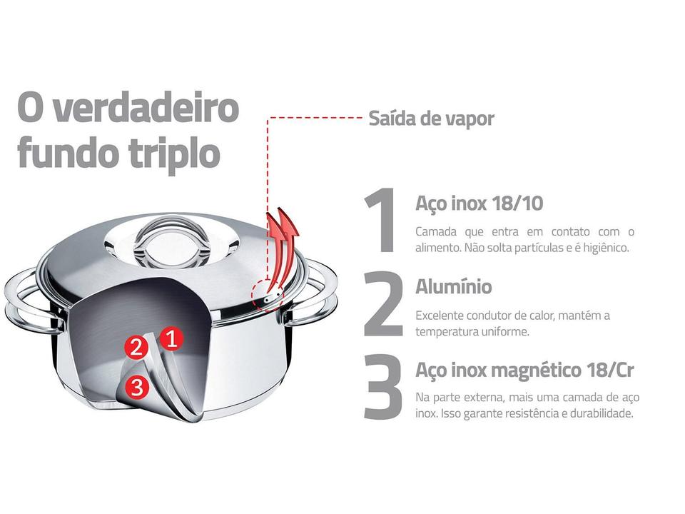 Caldeirão Tramontina Inox 7,8L 24cm com Tampa Solar 62505240 - 2