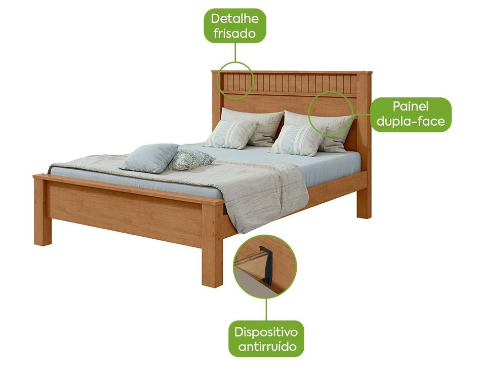 Cama Casal Móveis Lopas Athenas Amêndoa Clean e Off White - 3