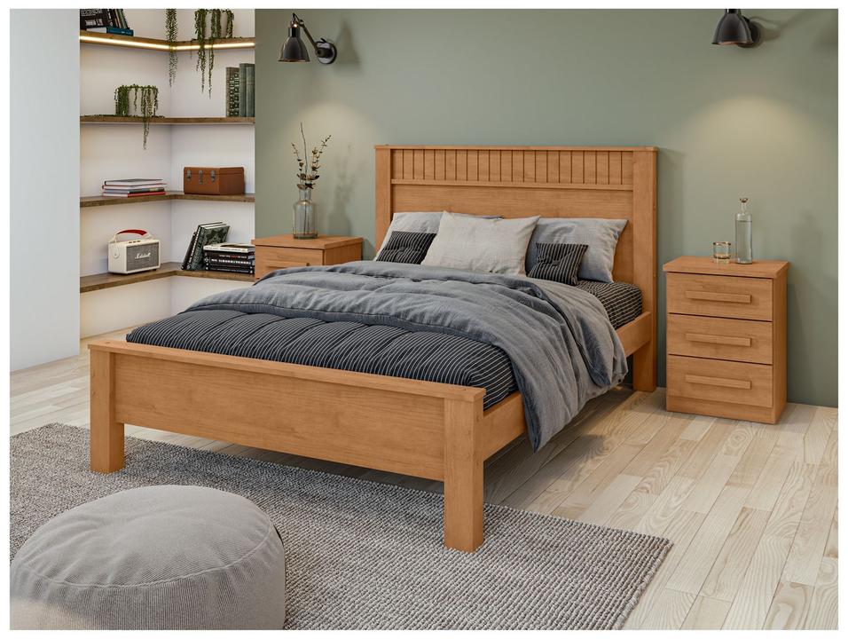 Cama Casal Móveis Lopas Athenas Amêndoa Clean e Off White - 6