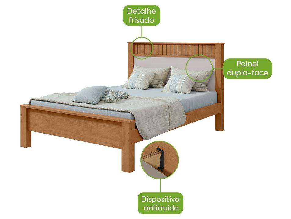 Cama Casal Móveis Lopas Athenas Amêndoa Clean e Off White - 2