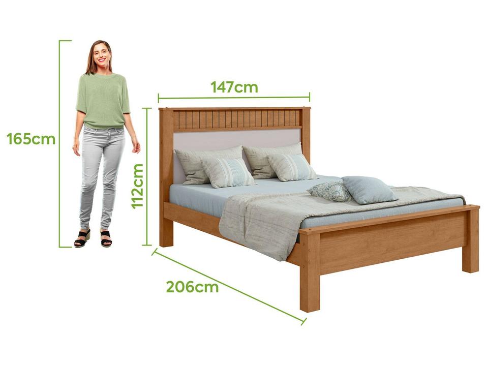 Cama Casal Móveis Lopas Reali Amêndoa Clean e Off White - 5