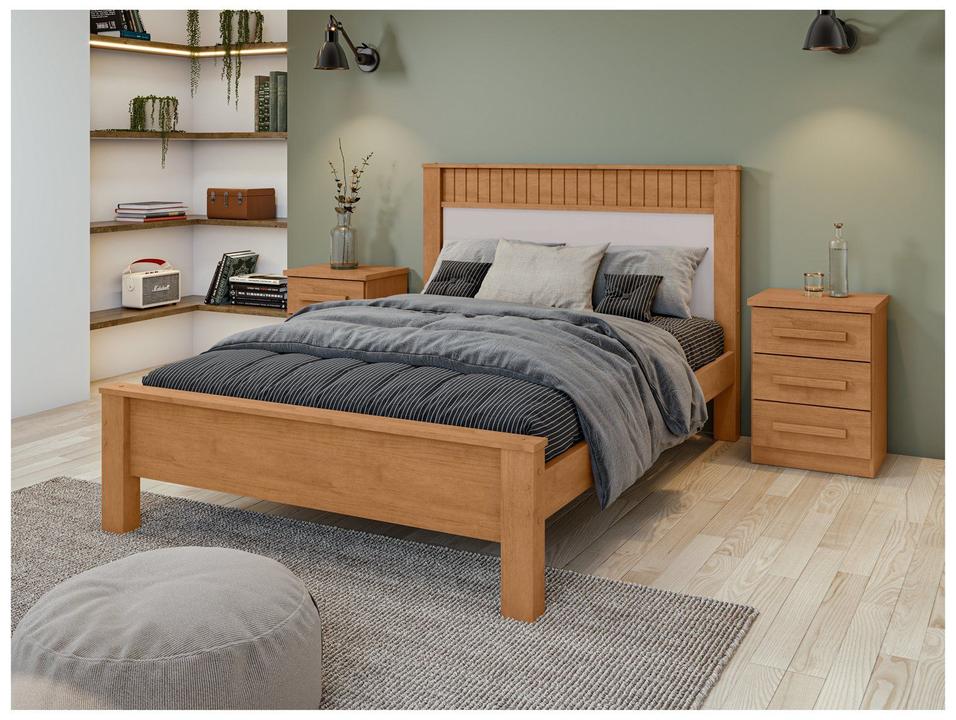 Cama Casal Móveis Lopas Reali Amêndoa Clean e Off White - 7