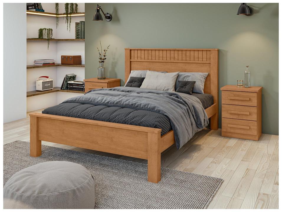 Cama Casal Móveis Lopas Reali Amêndoa Clean e Off White - 6
