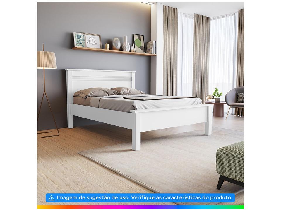 Cama de Casal Conquista Móveis Barcelona Branco - 1