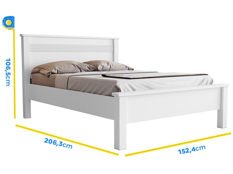 Cama de Casal Conquista Móveis Barcelona Branco - 3