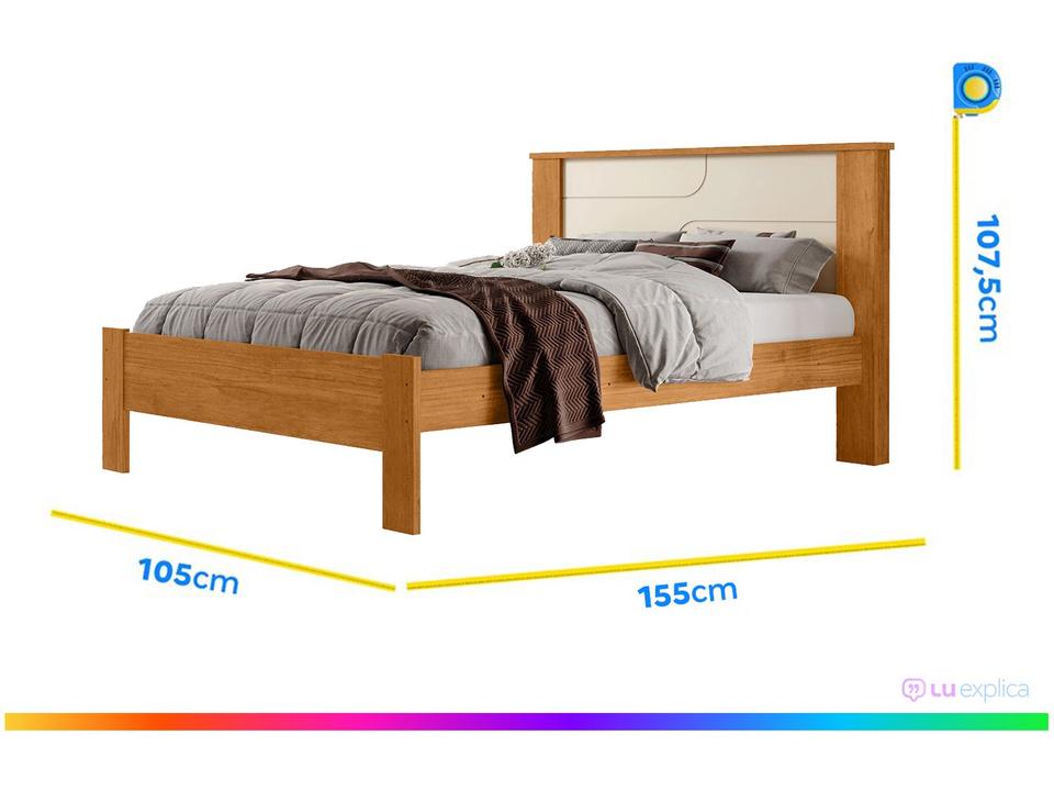 Cama de Casal Conquista Móveis Pérola Cinamomo e Off-White - 2