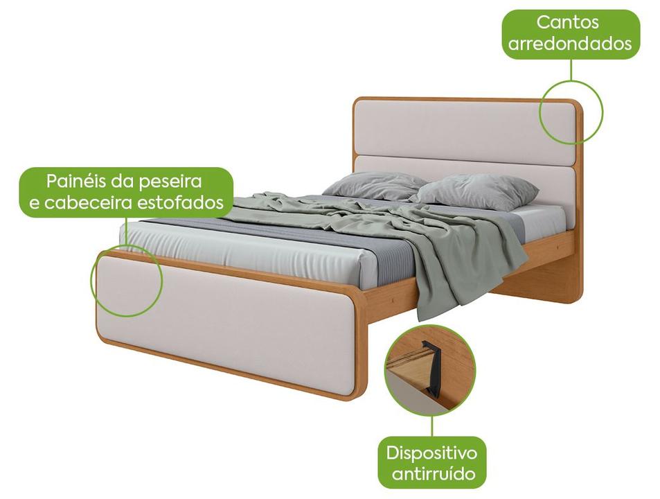 Cama de Casal Móveis Lopas Loop Amêndoa Clean e Corano Bege - 1