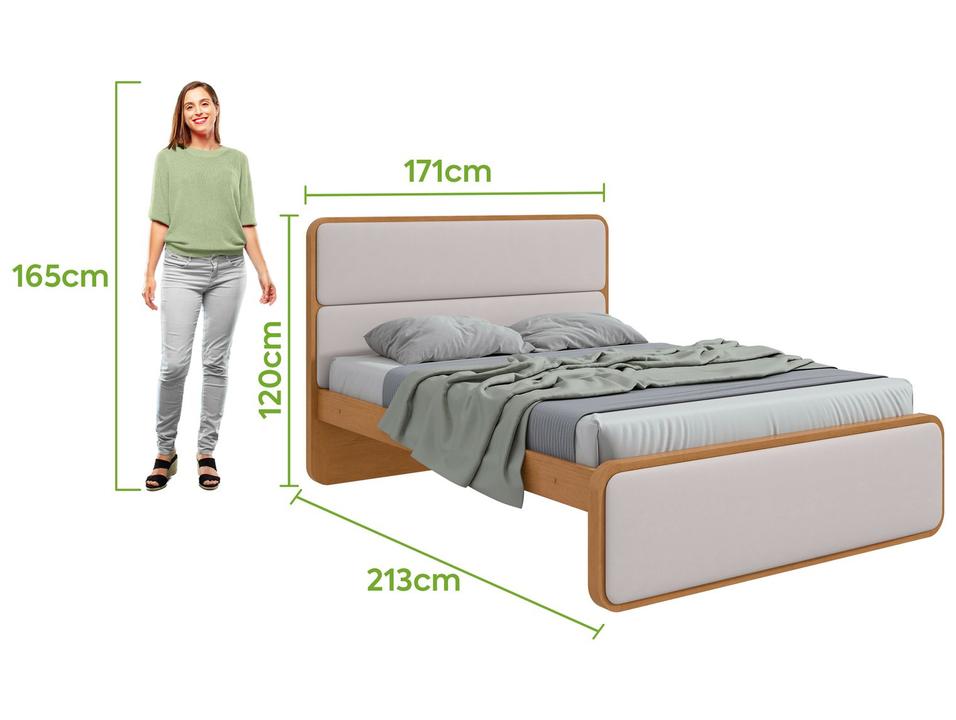 Cama de Casal Móveis Lopas Loop Amêndoa Clean e Corano Bege - 2