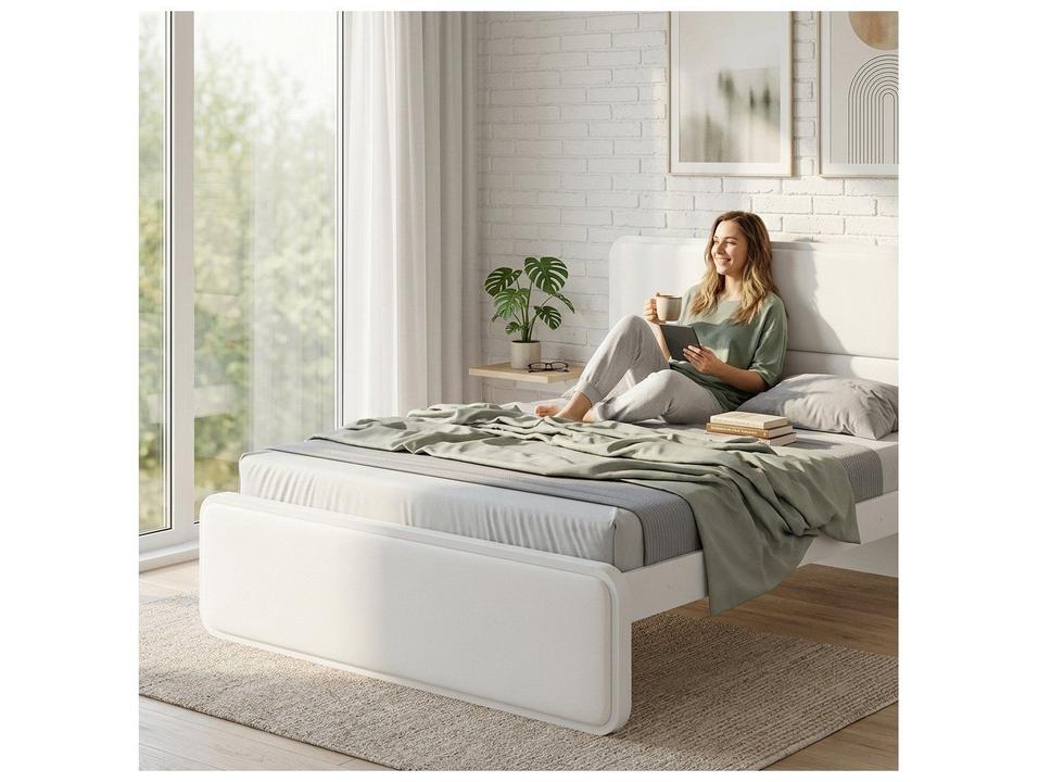 Cama de Casal Móveis Lopas Loop Branca - 1