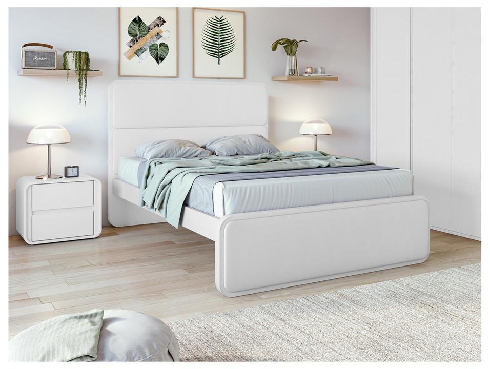 Cama de Casal Móveis Lopas Loop Branca - 2
