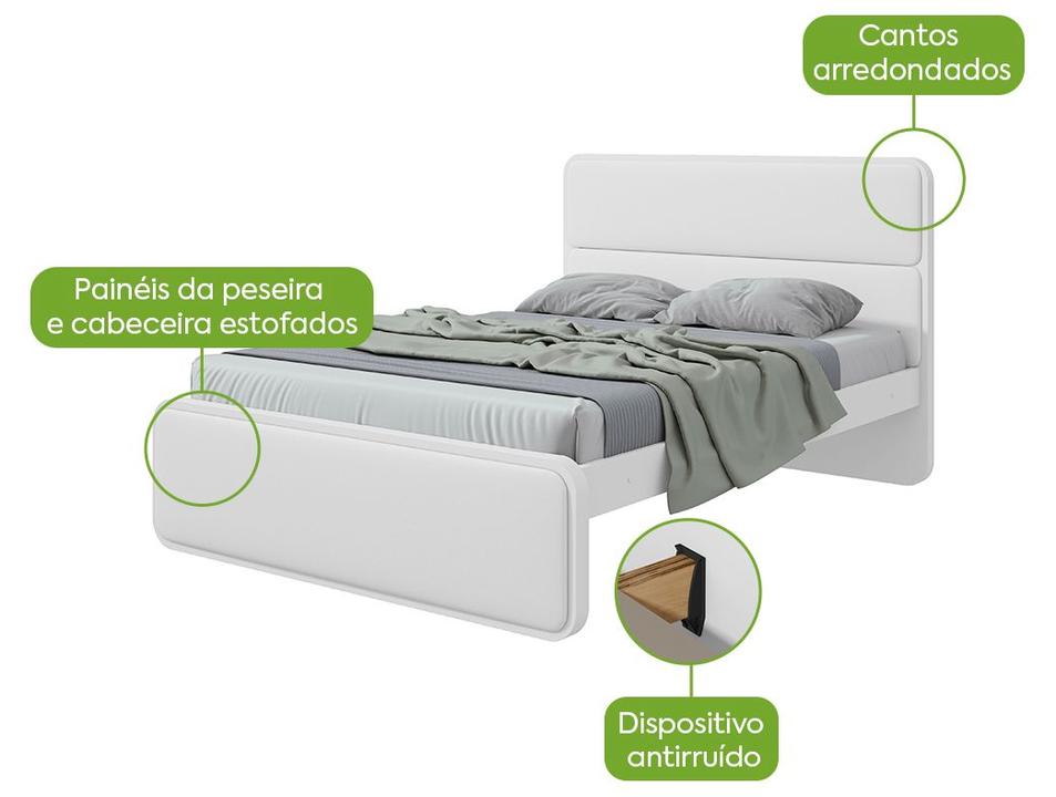 Cama de Casal Móveis Lopas Loop Branca - 1