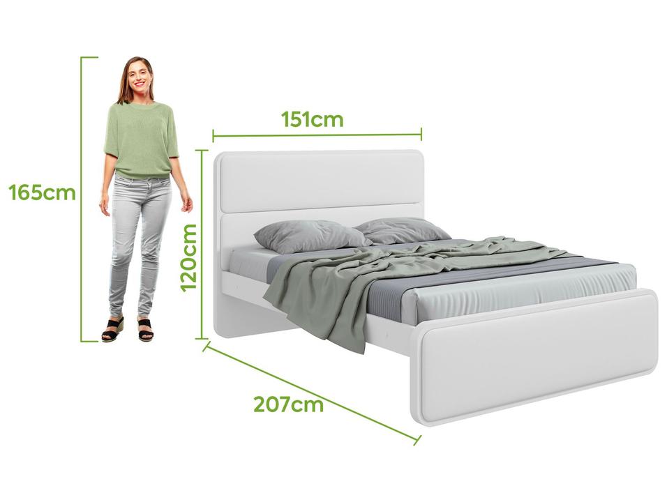 Cama de Casal Móveis Lopas Loop Branca - 2