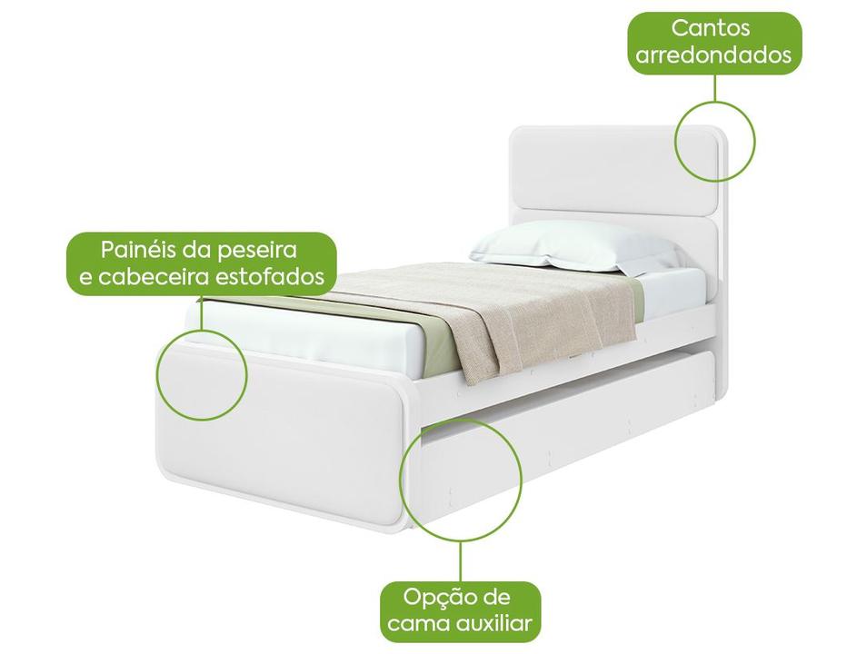 Cama de Solteiro com Cama Auxiliar Móveis Lopas Loop Branca - 1