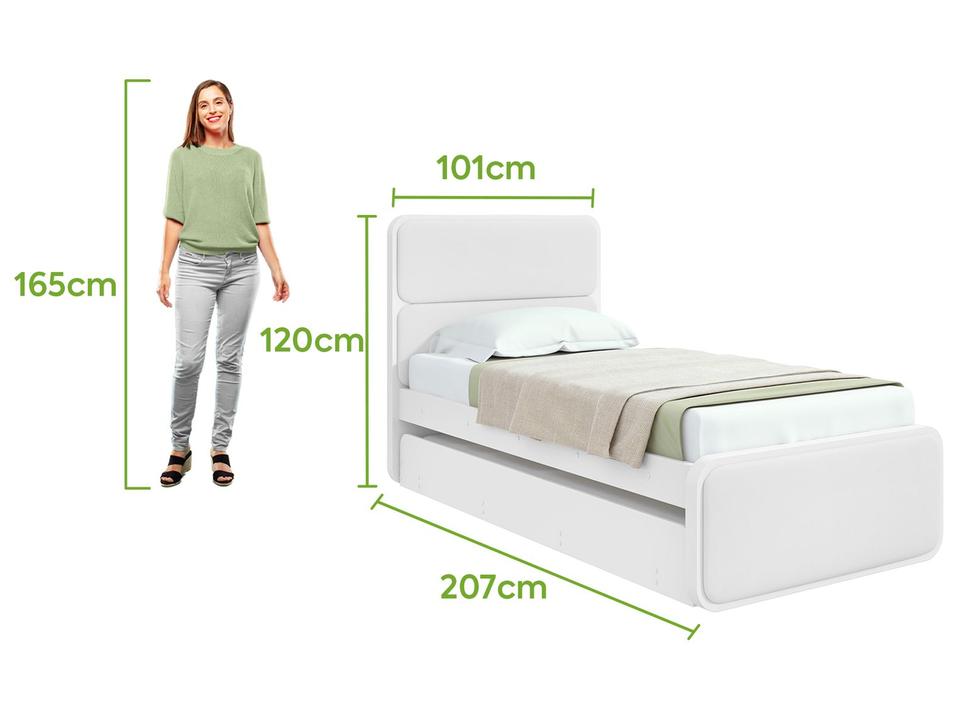 Cama de Solteiro com Cama Auxiliar Móveis Lopas Loop Branca - 2