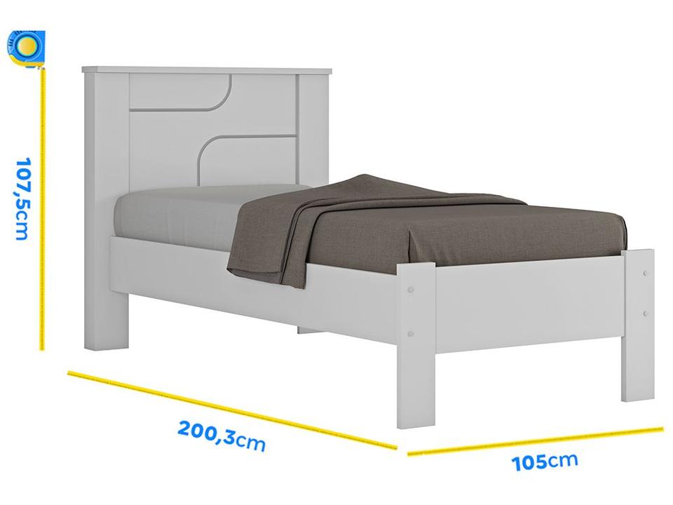 Cama de Solteiro Conquista Móveis Pérola Branco - 2