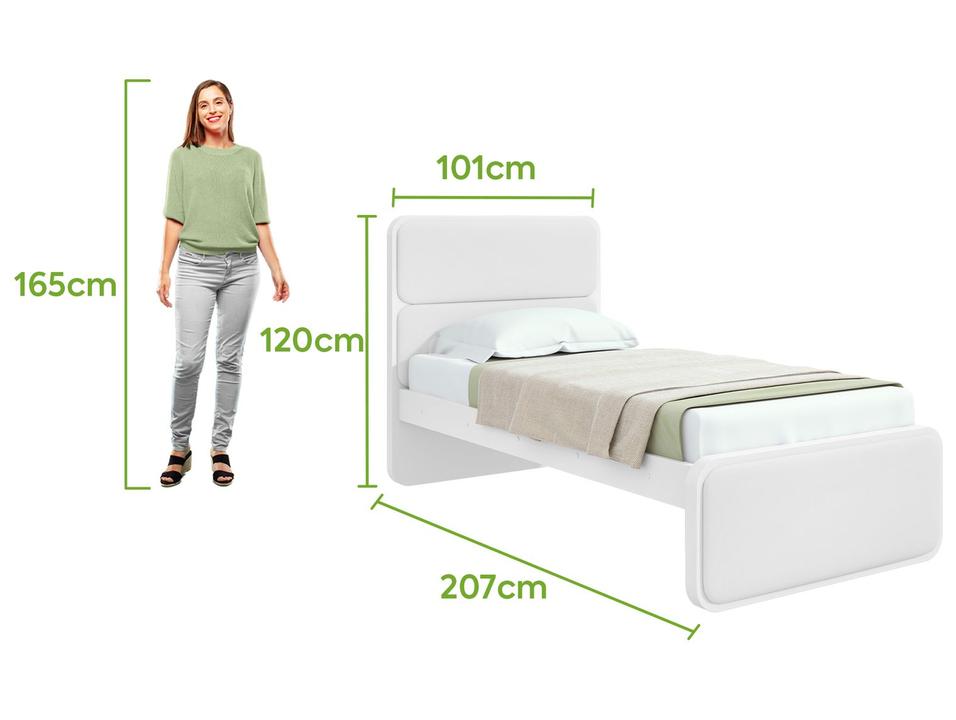 Cama de Solteiro Móveis Lopas Loop Branca - 2
