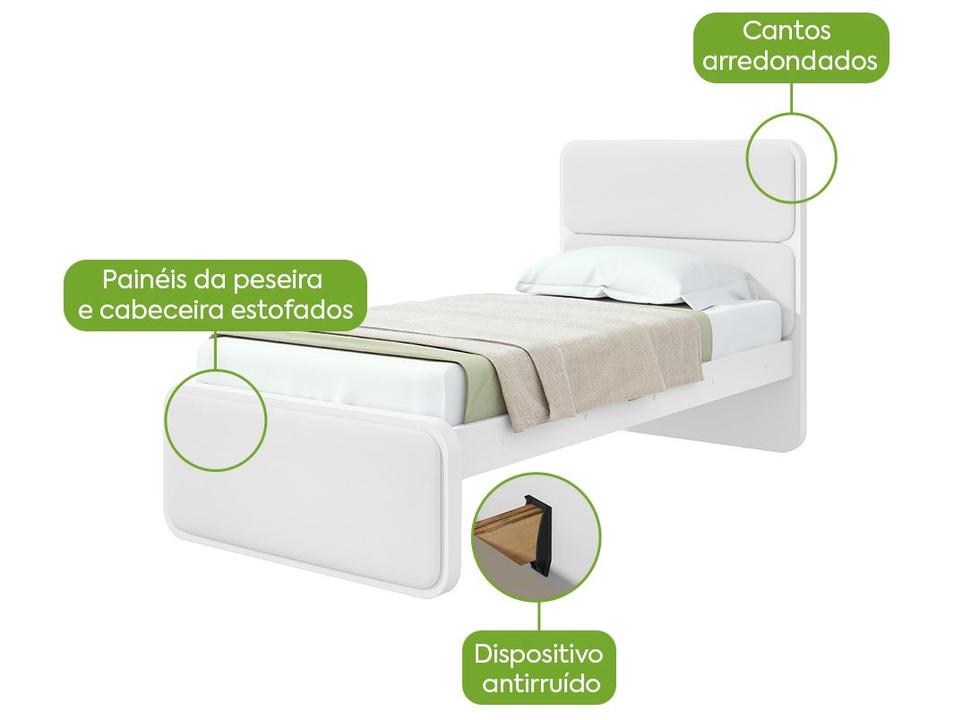 Cama de Solteiro Móveis Lopas Loop Branca - 1