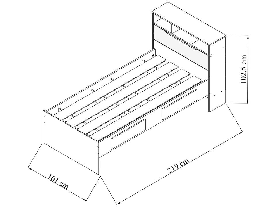 Cama Solteiro Baú 2 Gavetas Conquista Móveis Ravena - 3