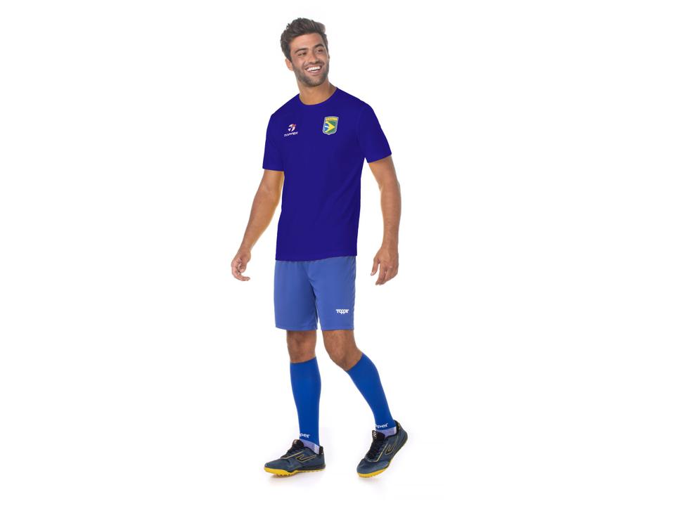 Camisa de Futebol Topper Brasil Combate II - Masculina Manga Curta Azul - 1