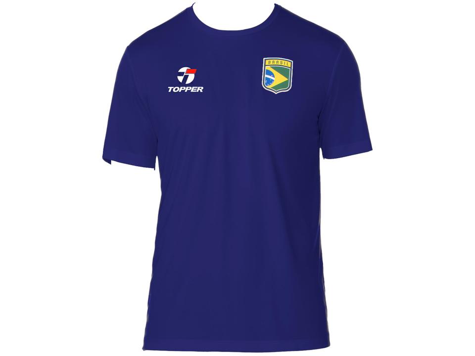 Camisa de Futebol Topper Brasil Combate II - Masculina Manga Curta Azul